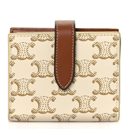 Celine Canvas Triomphe Small Strap Wallet White 1 of 7