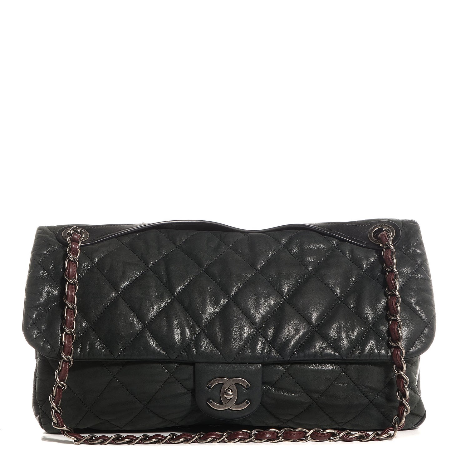 Iridescent Calfskin In The Mix Jumbo Flap Black