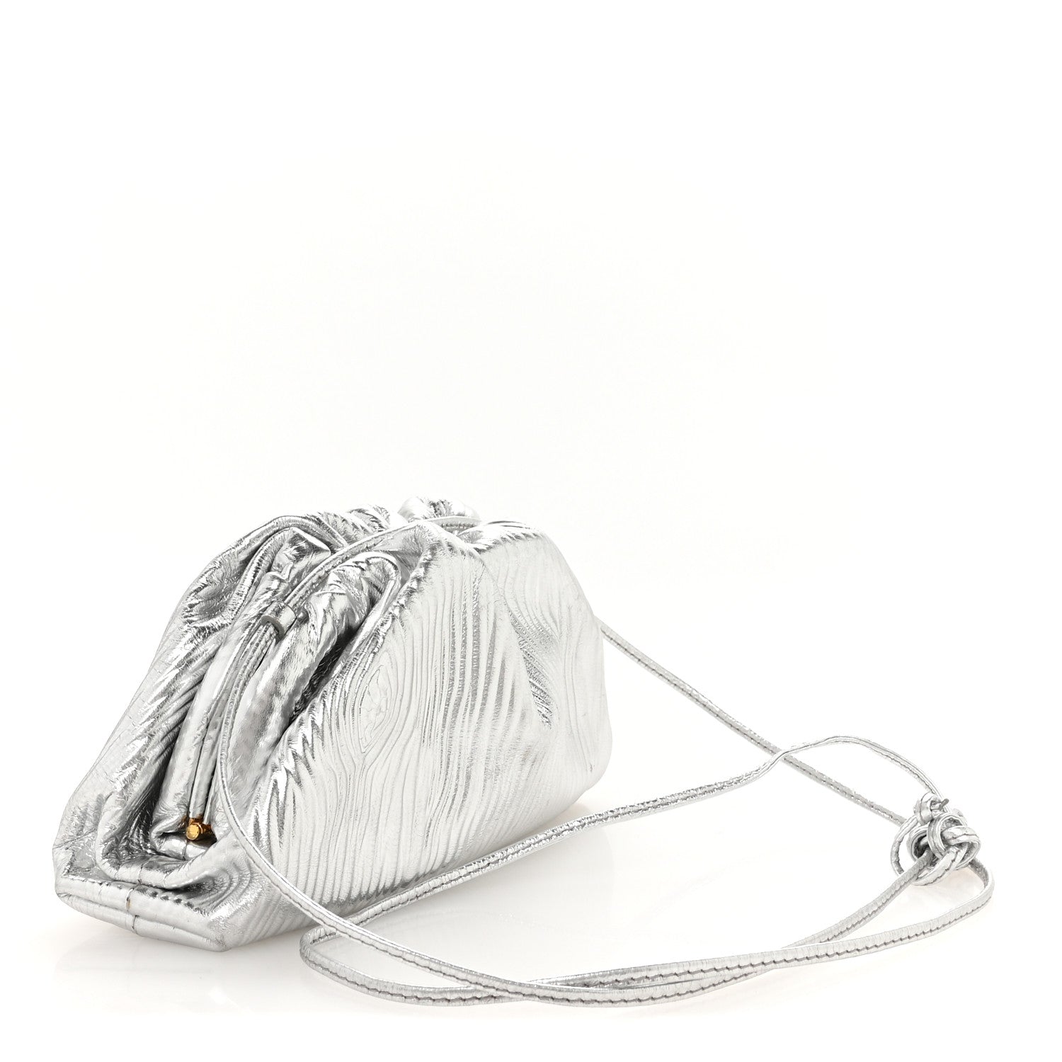 Bottega Veneta Metallic Bark Calfskin The Mini Pouch Silver 3 of 11
