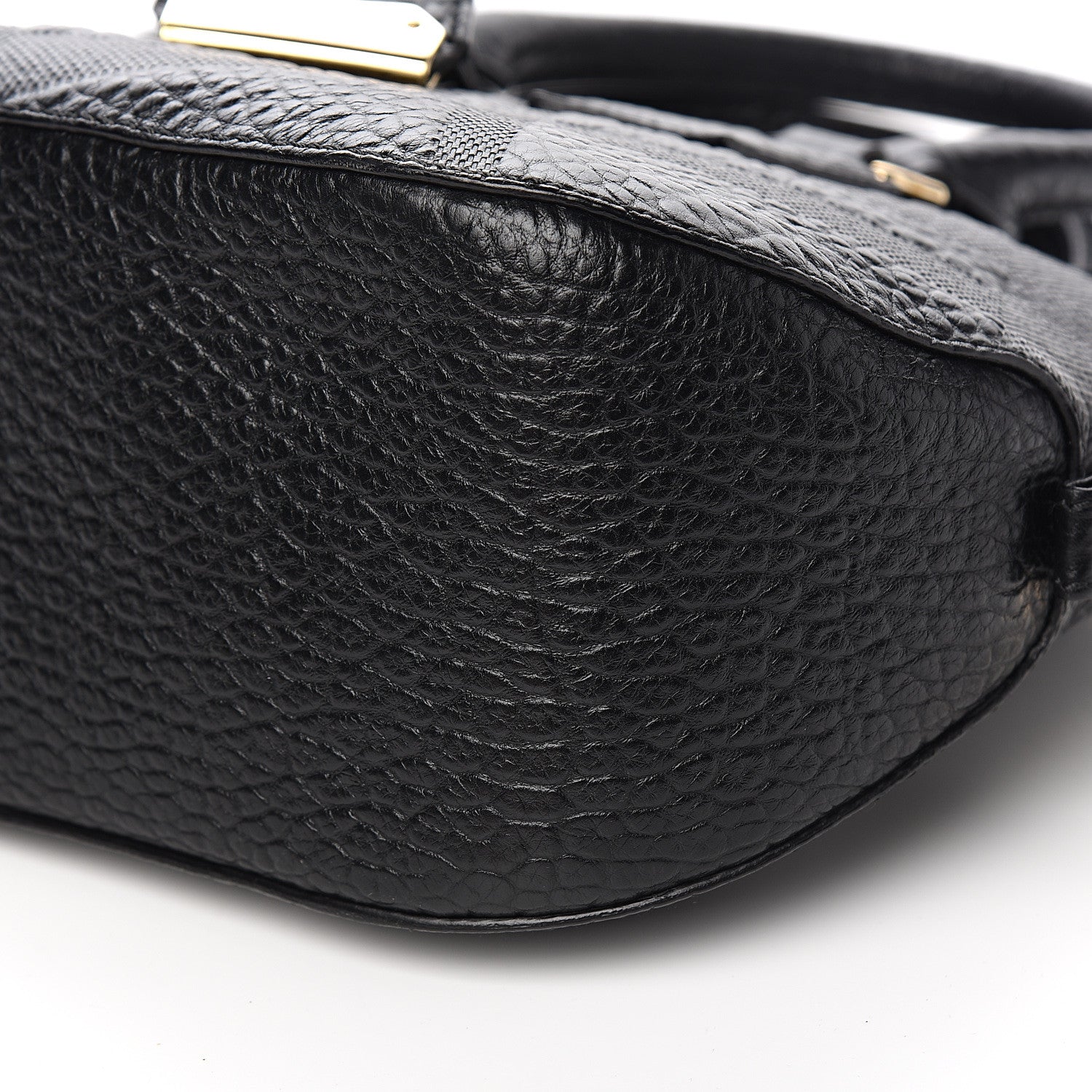 Burberry Heritage Grain Check Embossed Small Orchard Bowling Bag Black 9 of 10