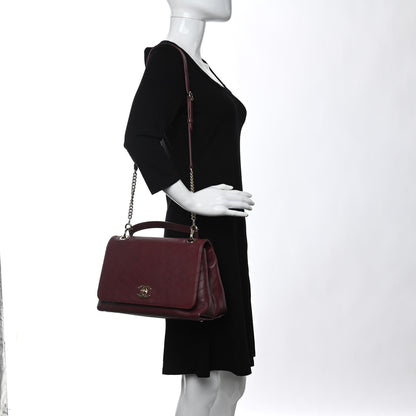 Chanel Grained Calfskin Stitched Chevron Medium Chic Top Handle Flap Red 2 of 17