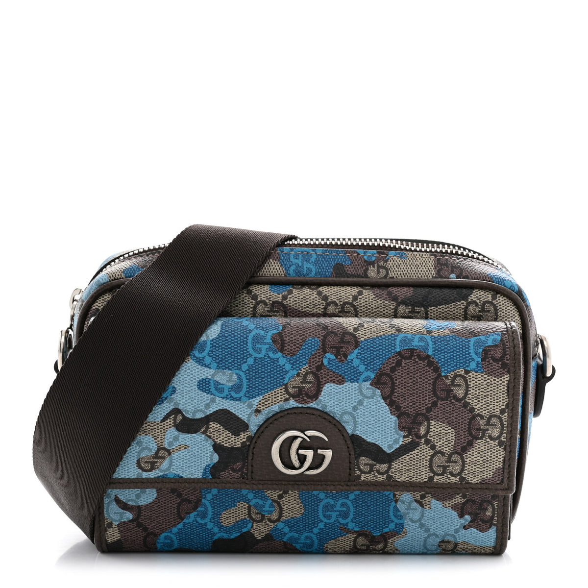 Gucci GG Supreme Monogram Mini Ophidia Crossbody Bag Blue 1 of 10