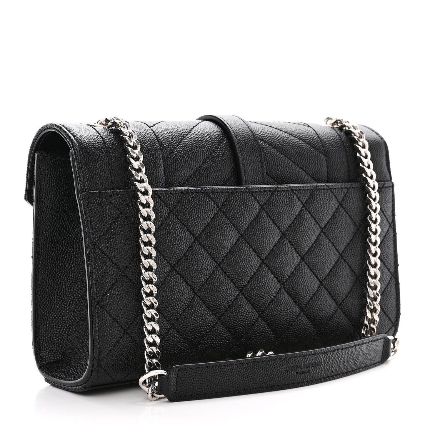 Grain De Poudre Textured Mixed Matelasse Triquilt Small Monogram Satchel Black
