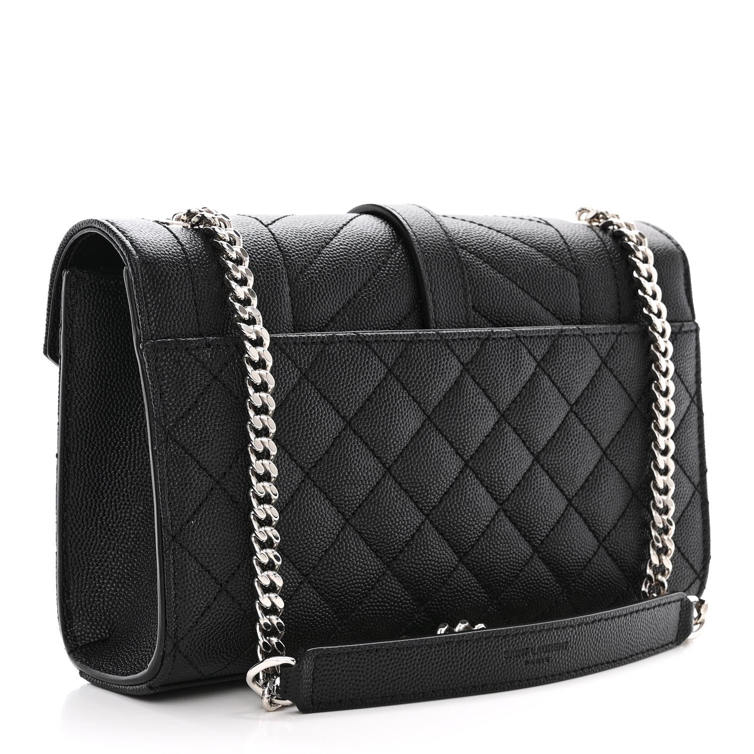 Saint Laurent Grain De Poudre Textured Mixed Matelasse Triquilt Small Monogram Satchel Black 3 of 10