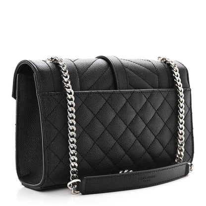 Saint Laurent Grain De Poudre Textured Mixed Matelasse Triquilt Small Monogram Satchel Black 3 of 10