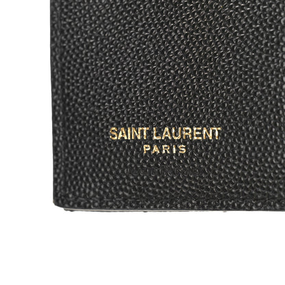 Saint Laurent Grain De Poudre Matelasse Chevron Monogram Zipped Card Case Black 6 of 9