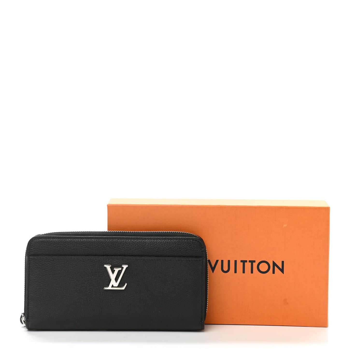 Calfskin Zippy Lockme Wallet Black