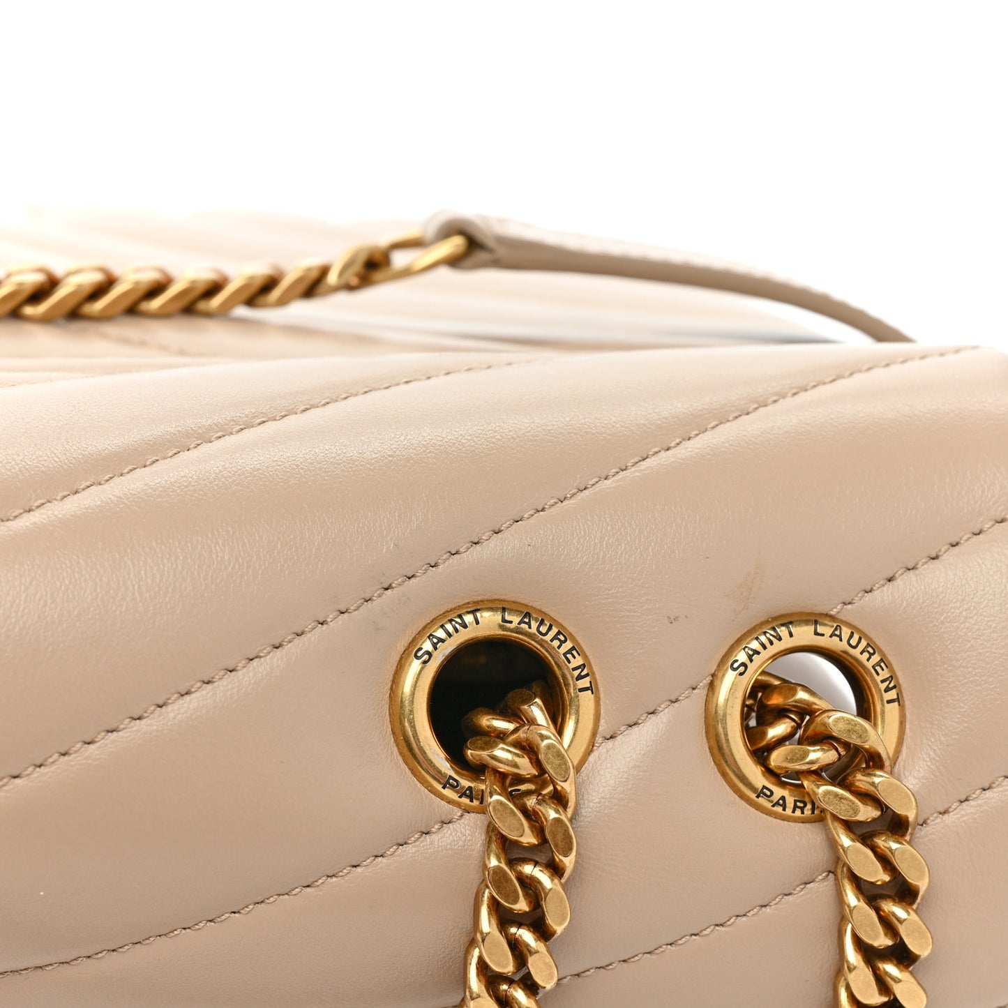 Calfskin Y Quilted Monogram Medium Loulou Chain Satchel Dark Beige