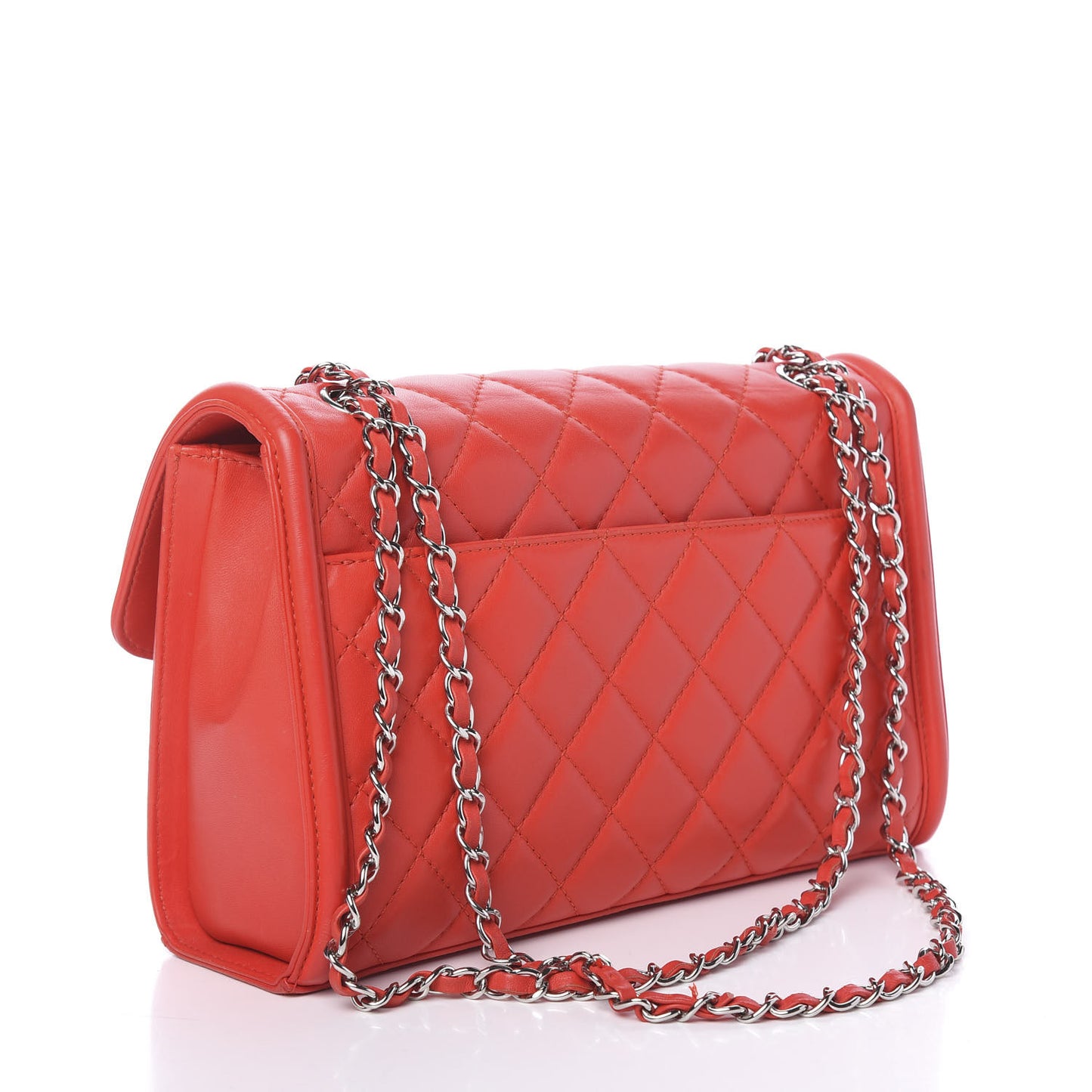 Lambskin Quilted Large Geometric Flap Red