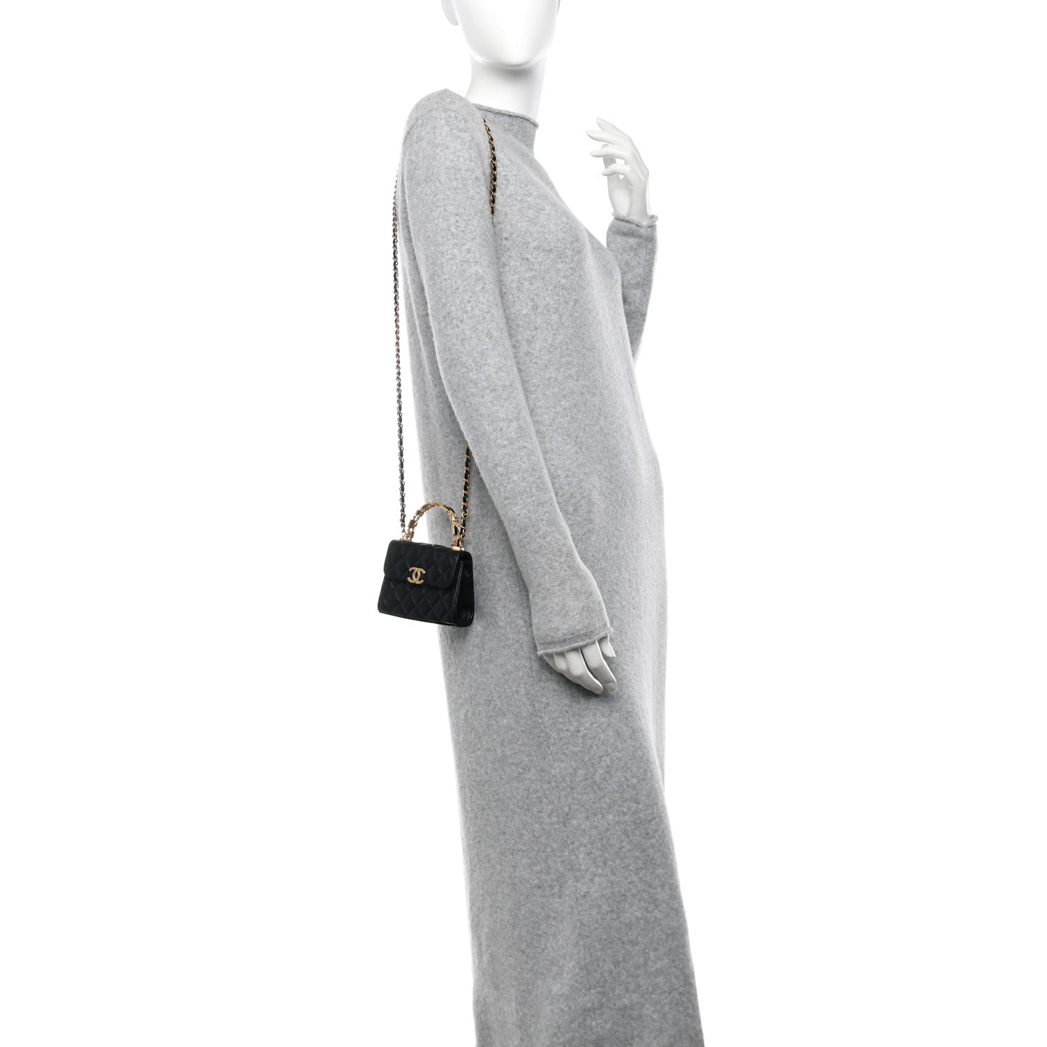 Chanel Lambskin Enamel Quilted Mini Top Handle Flap Black 2 of 11