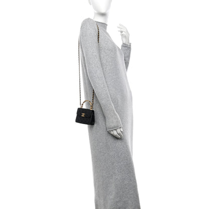 Chanel Lambskin Enamel Quilted Mini Top Handle Flap Black 2 of 11