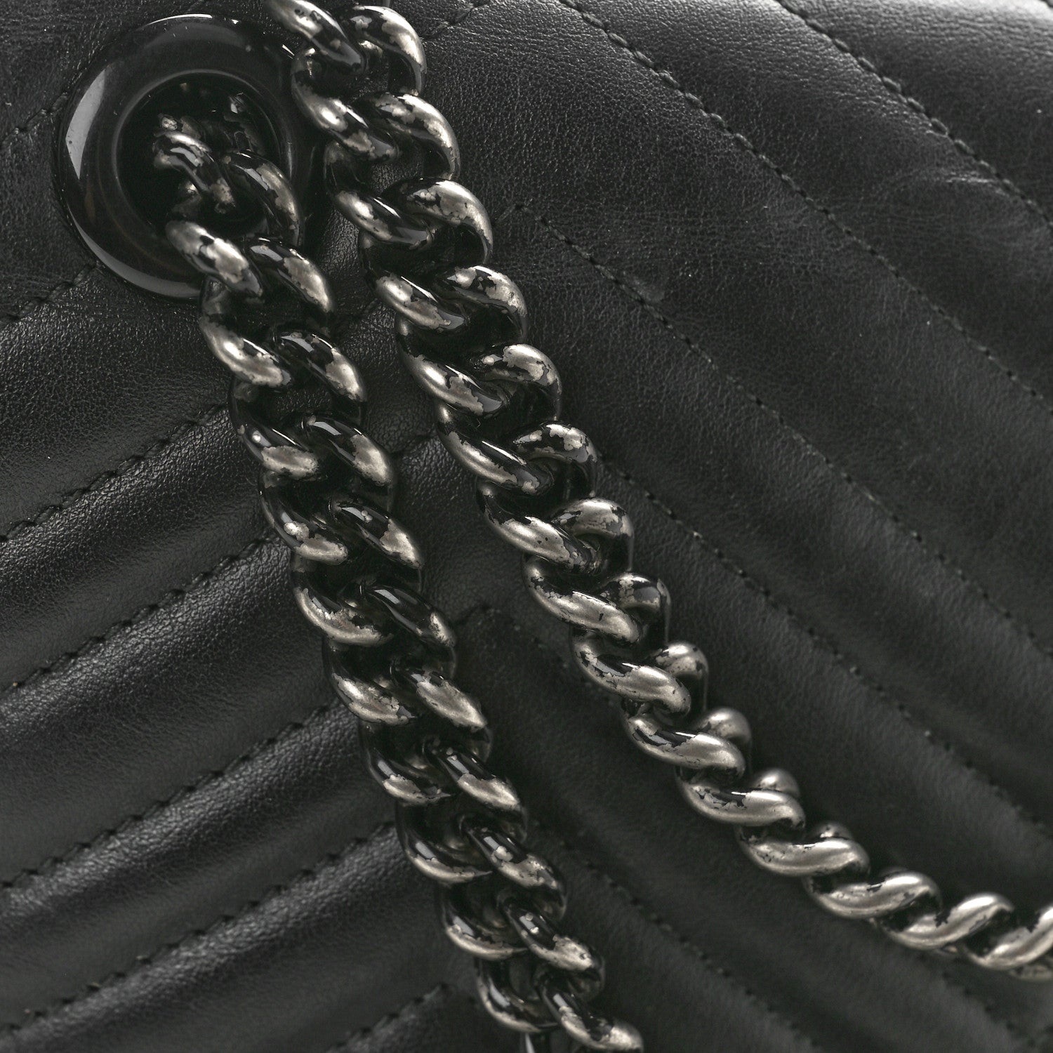 Gucci Calfskin Matelasse Monochrome Small GG Marmont Shoulder Bag Black 11 of 12