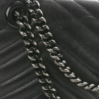 Gucci Calfskin Matelasse Monochrome Small GG Marmont Shoulder Bag Black 11 of 12