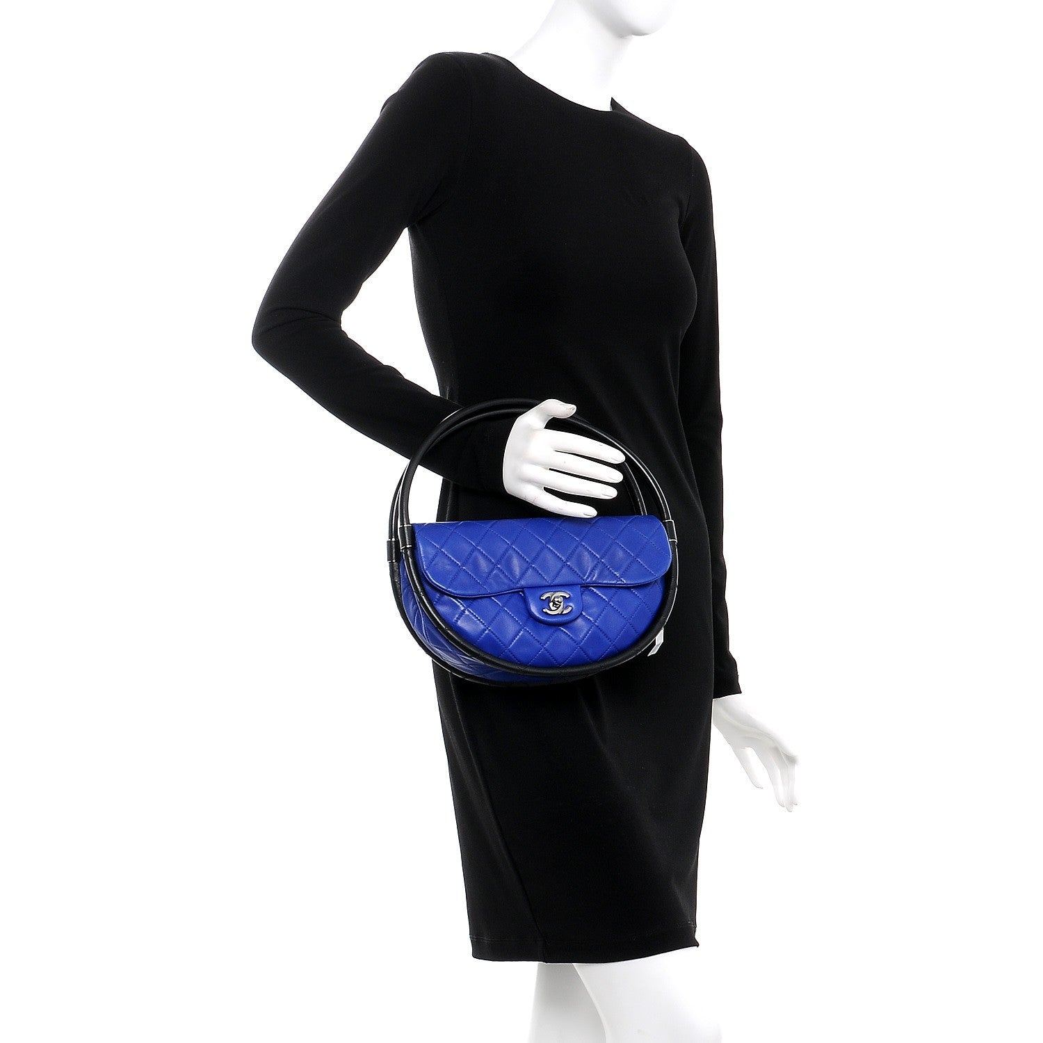 Chanel Quilted Lambskin Small Hula Hoop Flap Dark Blue 2 of 8