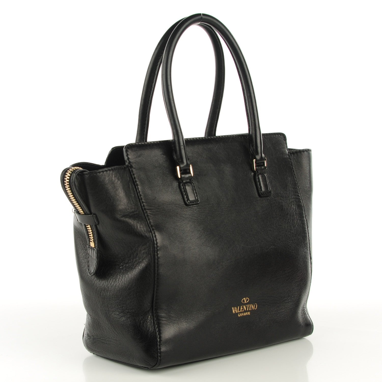 Valentino Garavani Lambskin Crystal B Diamond Tote Black 3 of 8