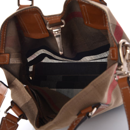 Burberry Canvas Mega Check Medium Tottenham Brit Tote Saddle Brown 5 of 9