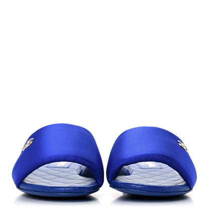 Chanel Satin Mule Sandals 37.5 Blue 2 of 9