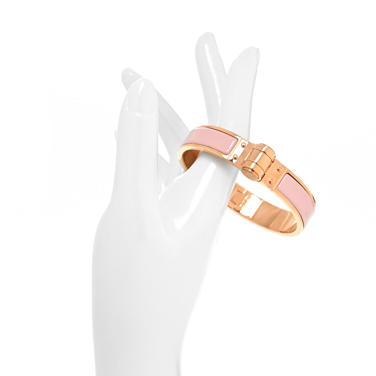 Enamel Charniere Uni Narrow Hinged Bracelet M Rose Cassatta
