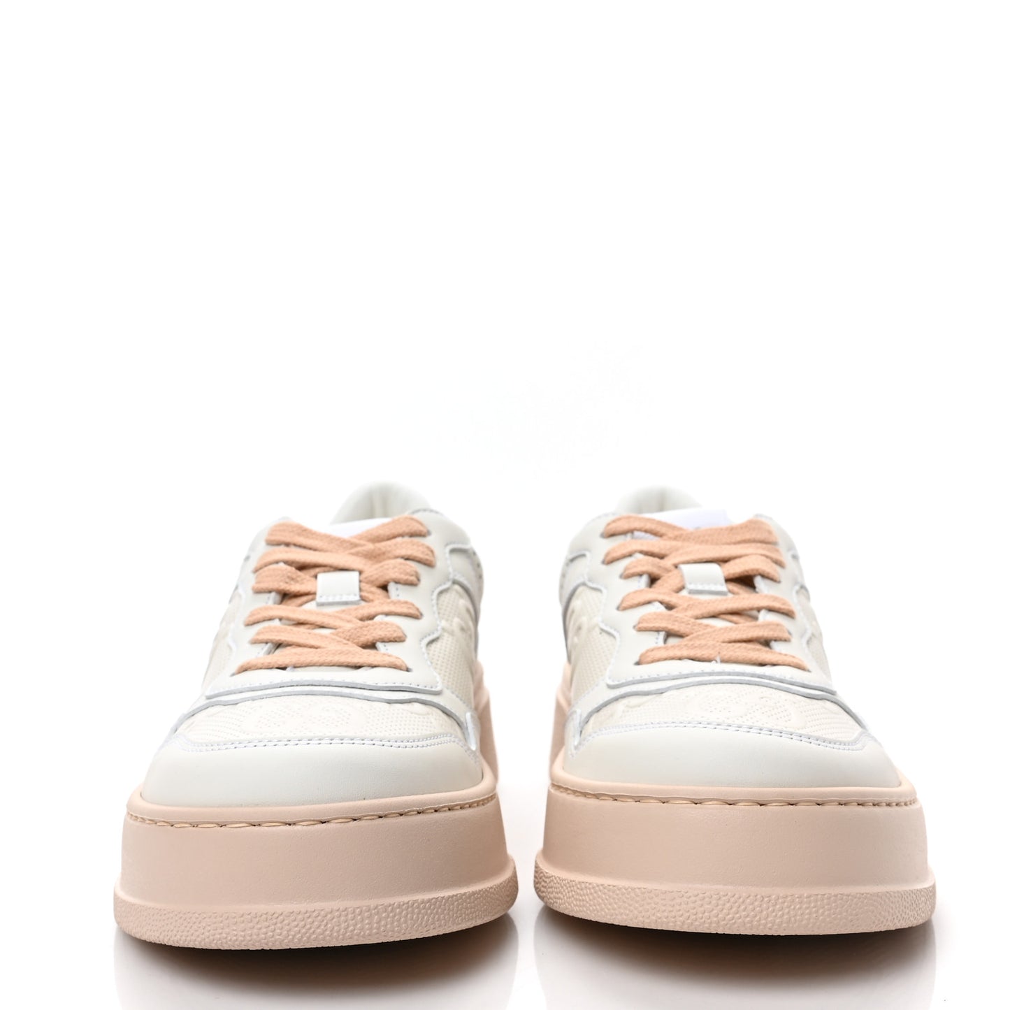 Calfskin GG Tennis Embossed Womens Platform 55mm Sneakers 37 White