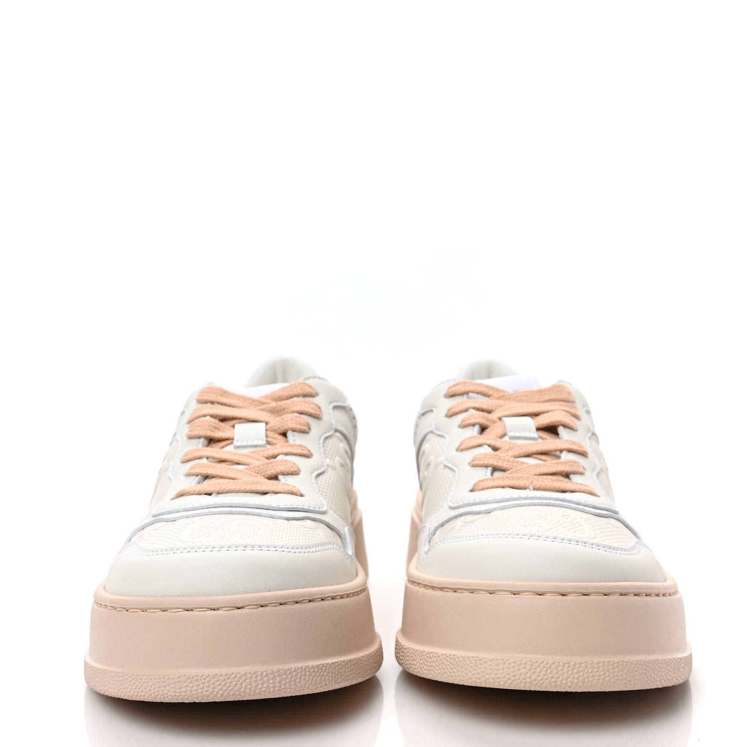 Gucci Calfskin GG Tennis Embossed Womens Platform 55mm Sneakers 37 White 2 of 9