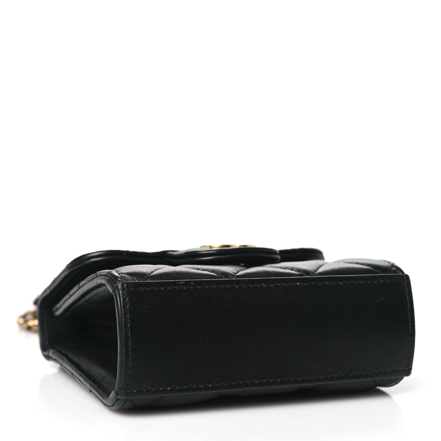 Chanel Lambskin Quilted Metal Top Handle Flap Clutch With Chain Black Black 4 of 11