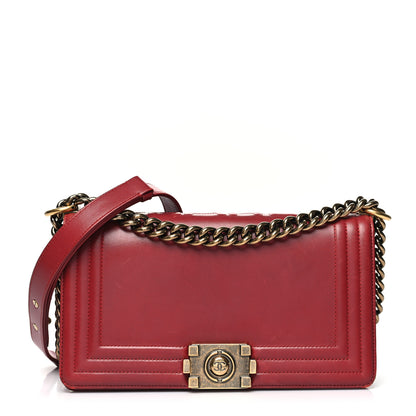 Chanel Glazed Calfskin Medium Boy Flap Red 1 of 14