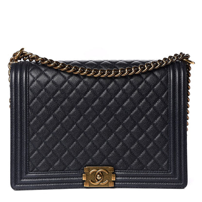 Chanel Caviar Quilted Large Boy Flap Blue 1 of 9