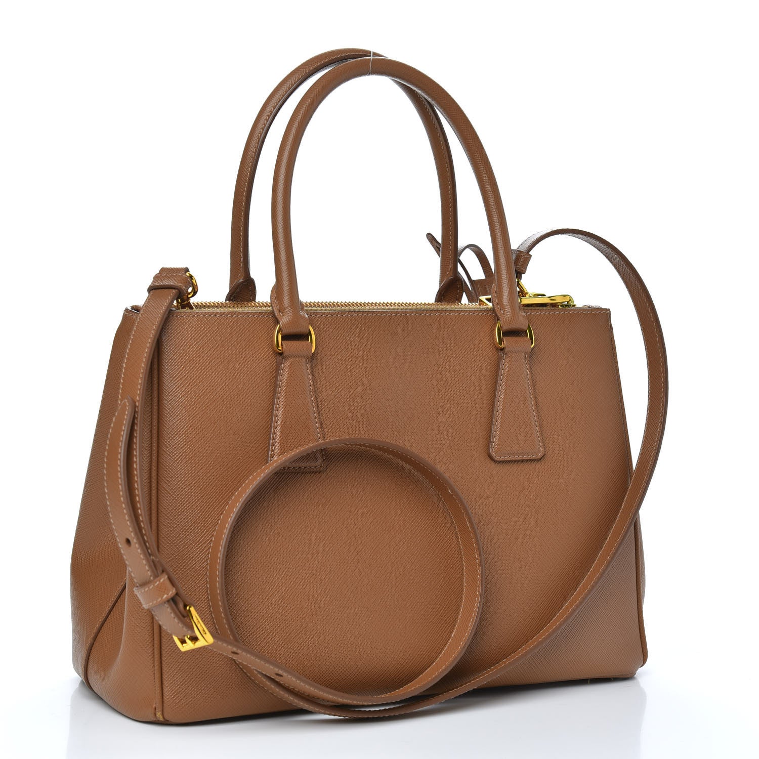 Prada Saffiano Small Galleria Double Zip Tote Caramel 3 of 10