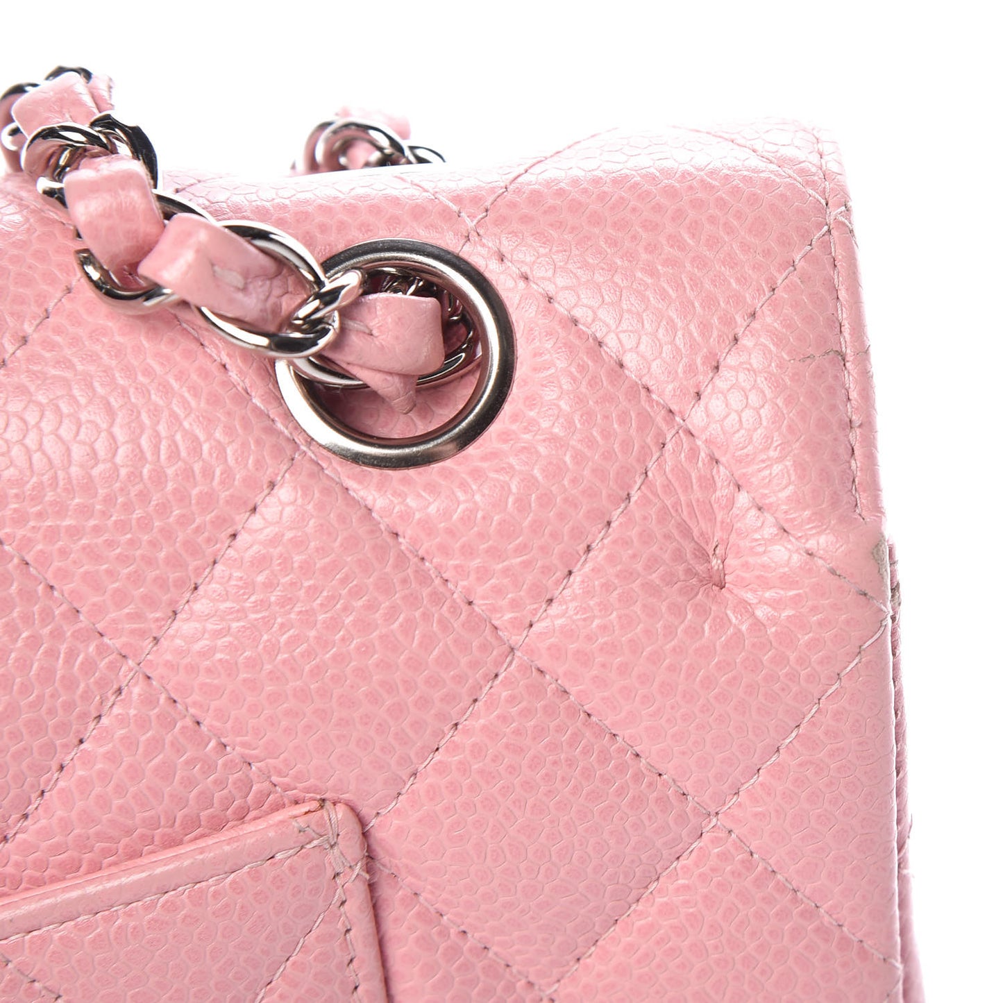 Caviar Quilted Medium Double Flap Pink