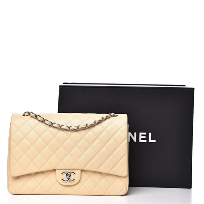 Chanel Caviar Quilted Maxi Double Flap Light Beige 10 of 10