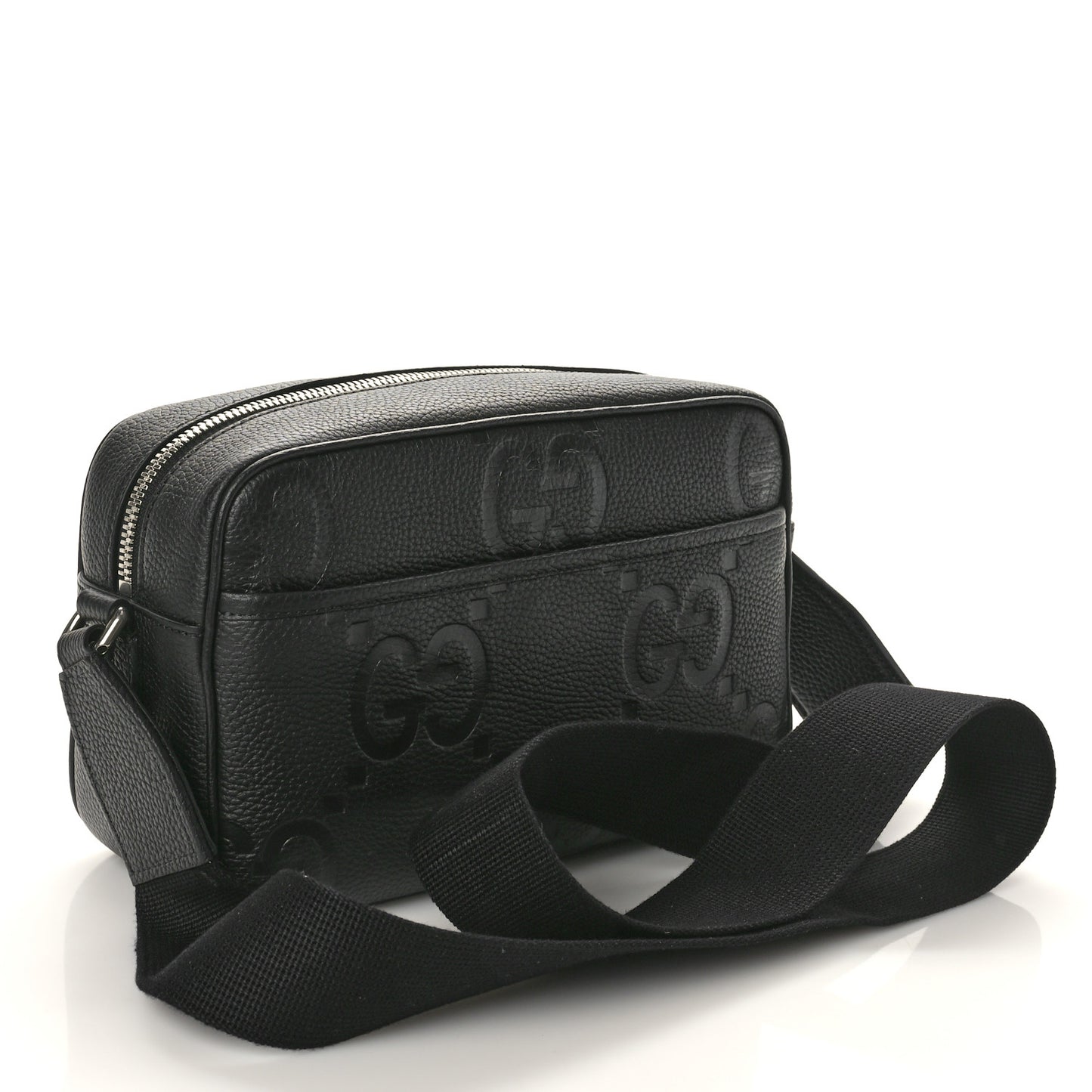 Piuma Calfskin Jumbo GG Embossed Medium Messenger Bag Black