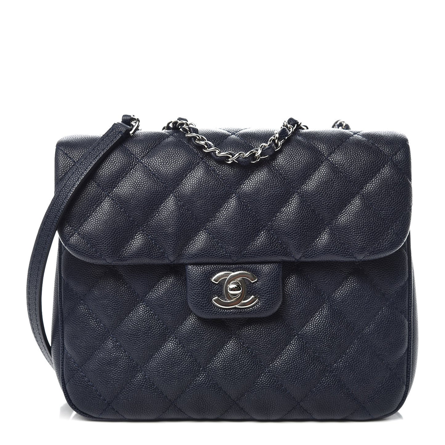 Caviar Quilted Medium Urban Companion Flap Navy