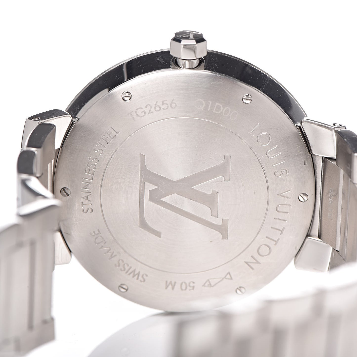 Stainless Steel 38mm Tambour Damier Quartz Watch