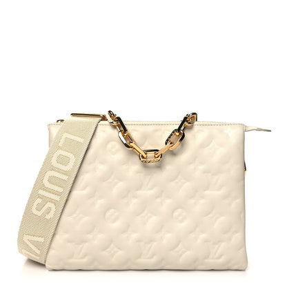 Louis Vuitton Lambskin Embossed Monogram Coussin PM Beige Cream 1 of 11