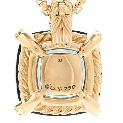 David Yurman 18K Yellow Gold Diamond Hampton Blue Topaz 14mm Chatelaine Pendant Necklace 4 of 4