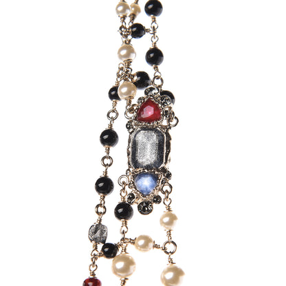 Chanel Metal Pearl Glass Strass Resin Bead CC Multistrand Necklace Gold 6 of 8