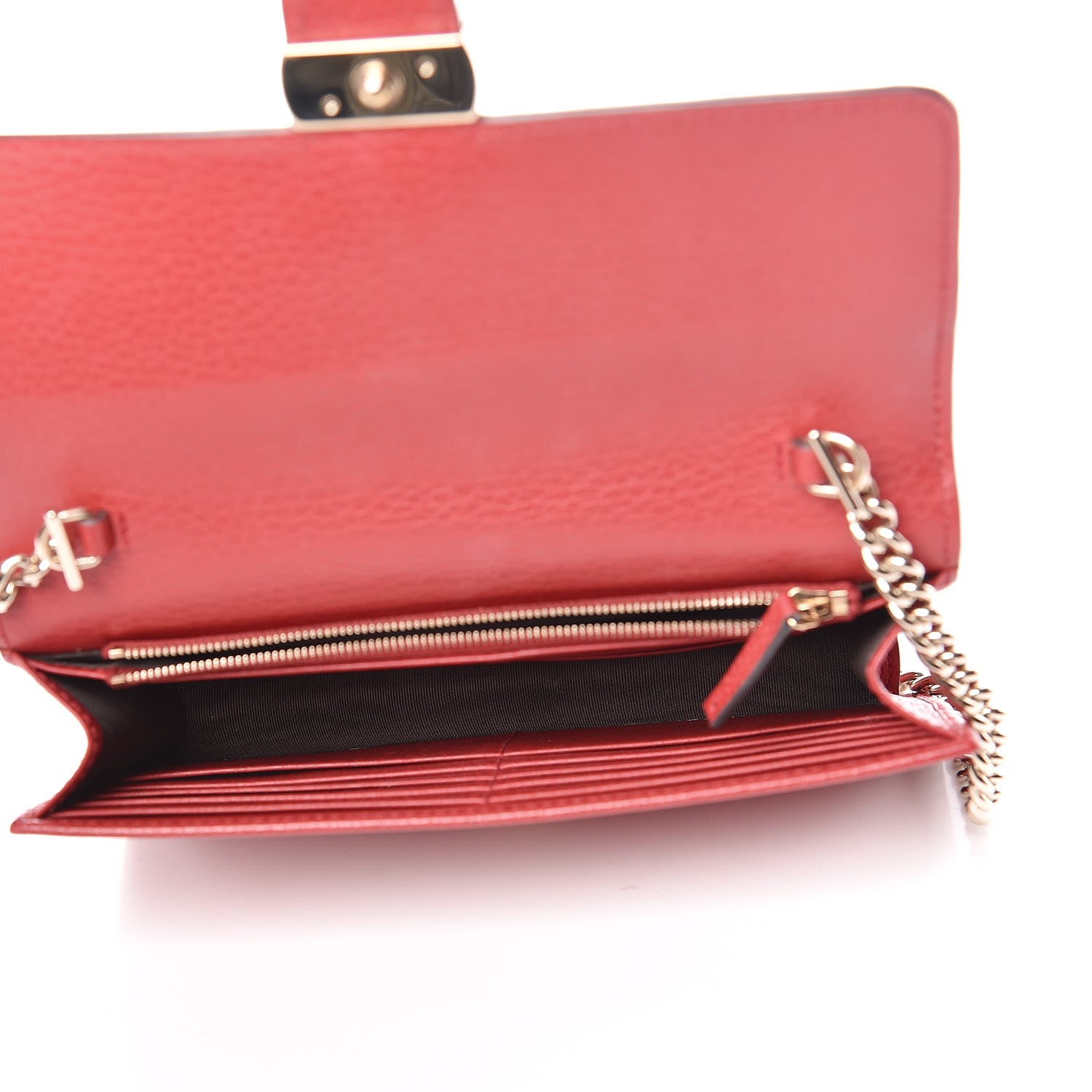 Gucci Dollar Calfskin Interlocking G Chain Wallet Red 5 of 13