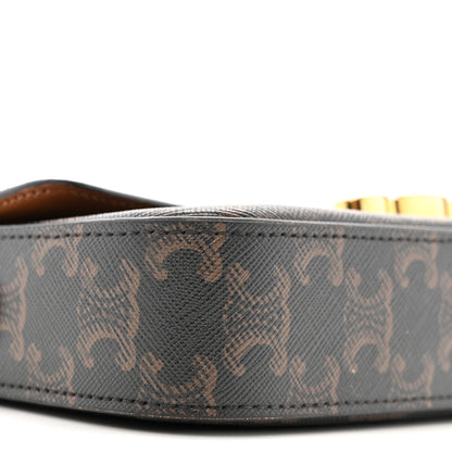 Celine Canvas Calfskin Triomphe Shoulder Bag Tan 9 of 15