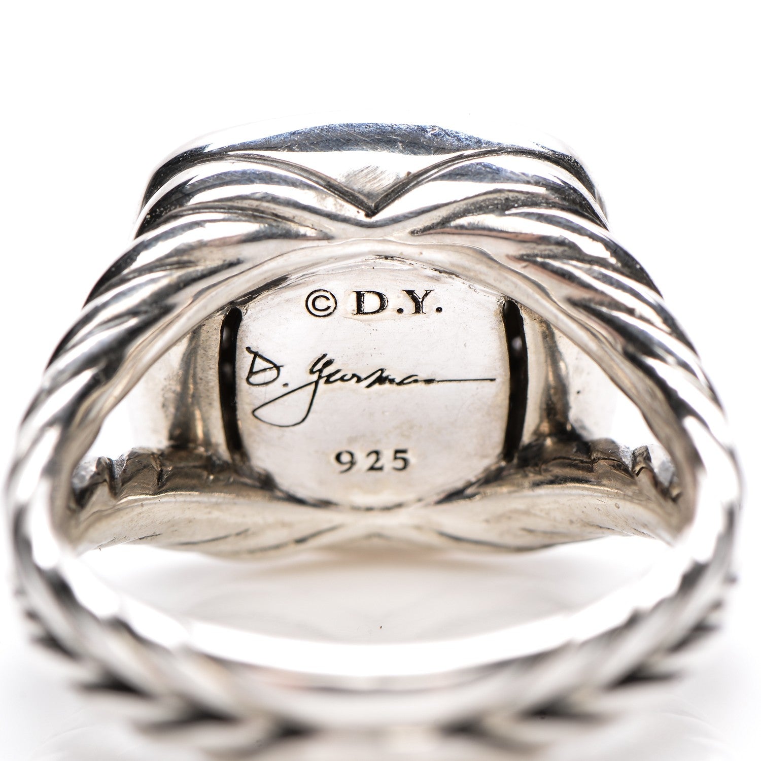David Yurman Sterling Silver Diamond 11mm Albion Pave Ring 54 7 5 of 5