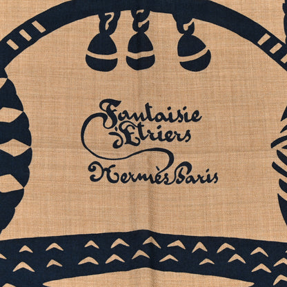 Hermes Cashmere Fantaisie D'Etriers Shawl 140 Caramel Caban 2 of 4