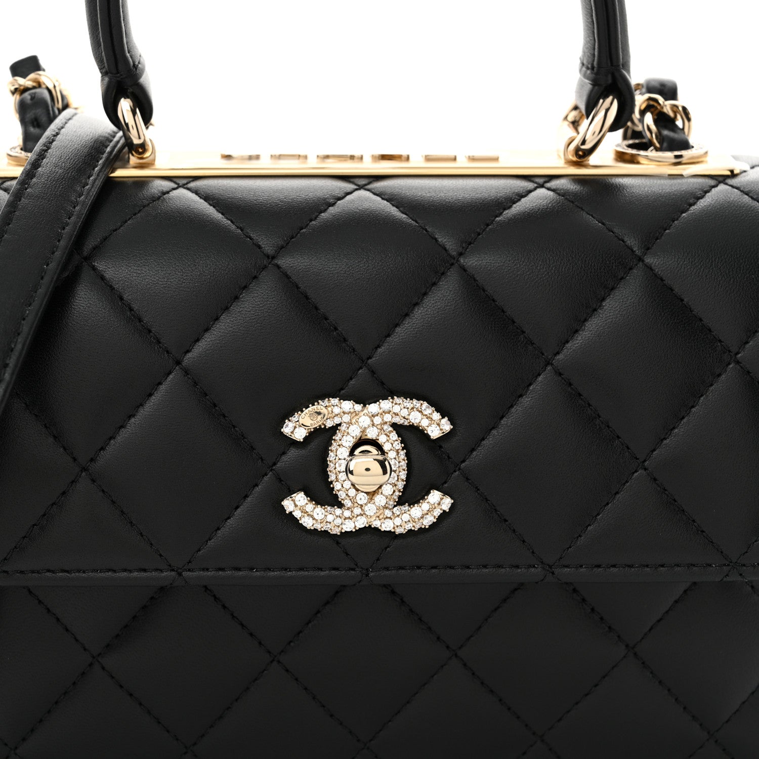 Chanel Lambskin Crystal Quilted Mini Trendy CC Dual Handle Flap Bag Black 8 of 10
