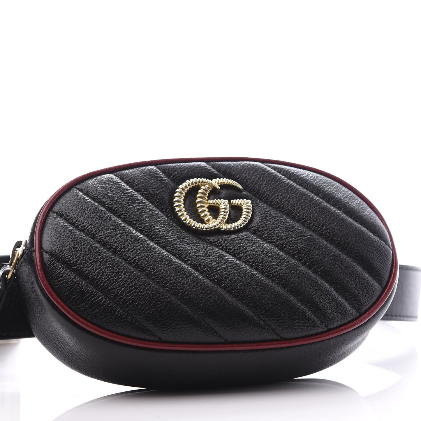 Azalea Calfskin Matelasse Diagonal Torchon GG Marmont Belt Bag 75 30 Black Romantic Cerise