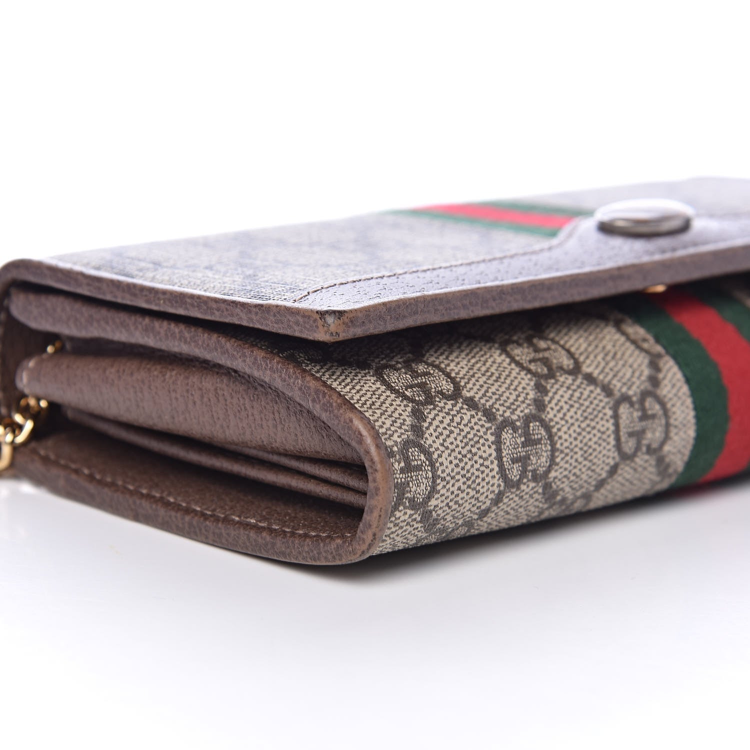 Gucci GG Supreme Monogram Web Ophidia Wallet On Chain Brown 8 of 11