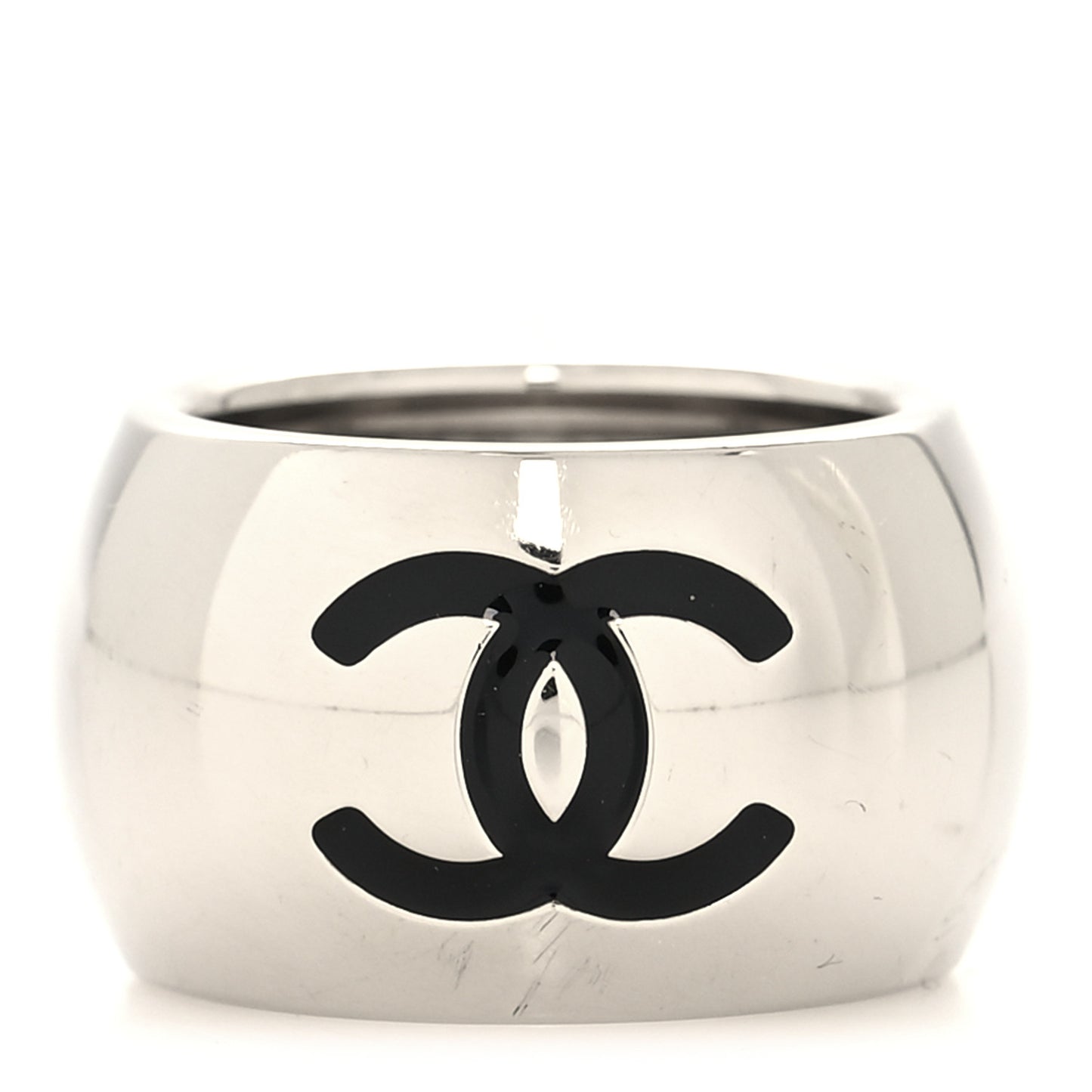 CC Heart Ring 54 6.75 Silver Black