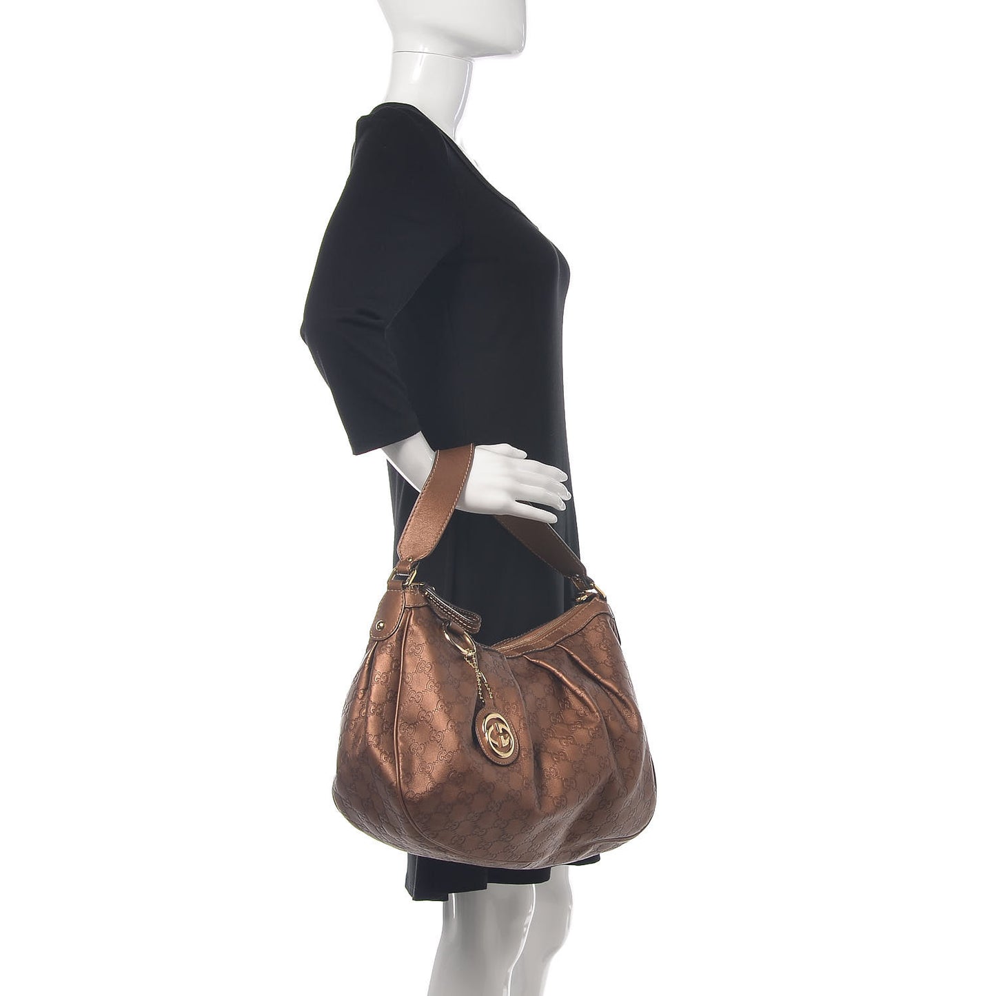 Guccissima Medium Sukey Hobo Bronze