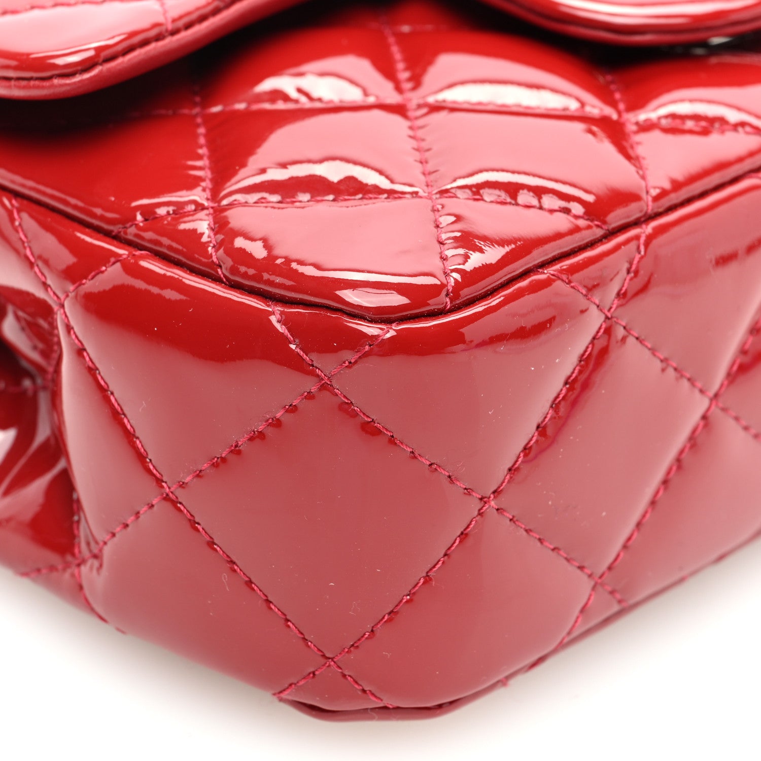 Chanel Patent Calfskin Quilted Extra Mini Rectangular Flap Red 9 of 10