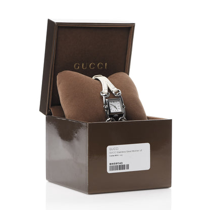 Gucci Stainless Steel Alligator Mother of Pearl 20mm Signoria Quartz Watch 9 of 9
