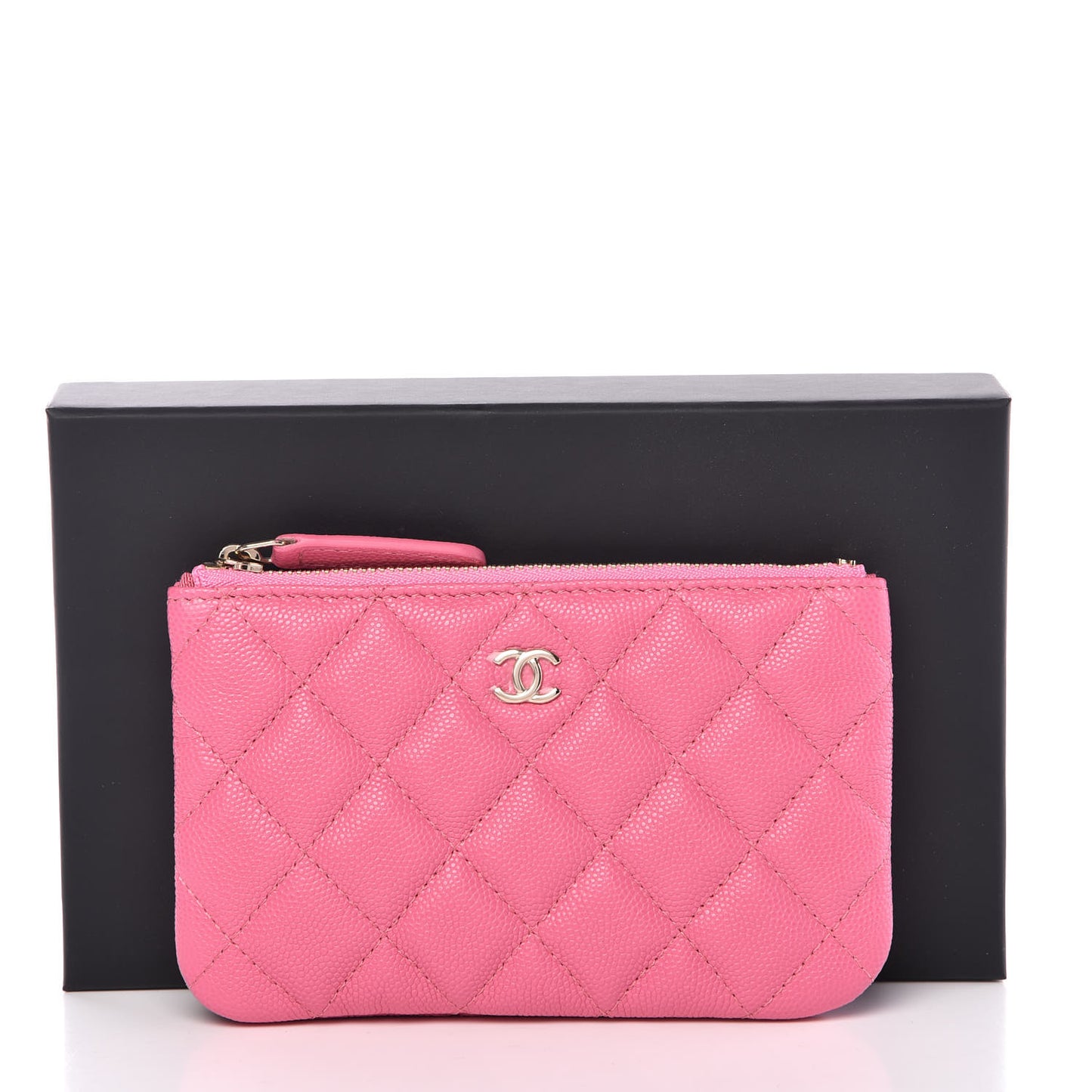 Caviar Quilted Small Cosmetic Case Pink
