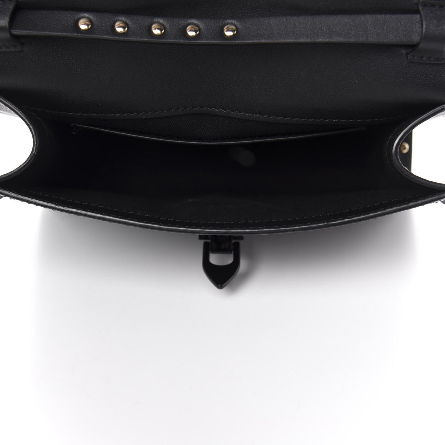 Vitello Monochrome Medium Rockstud Flip Lock Crossbody Bag Black