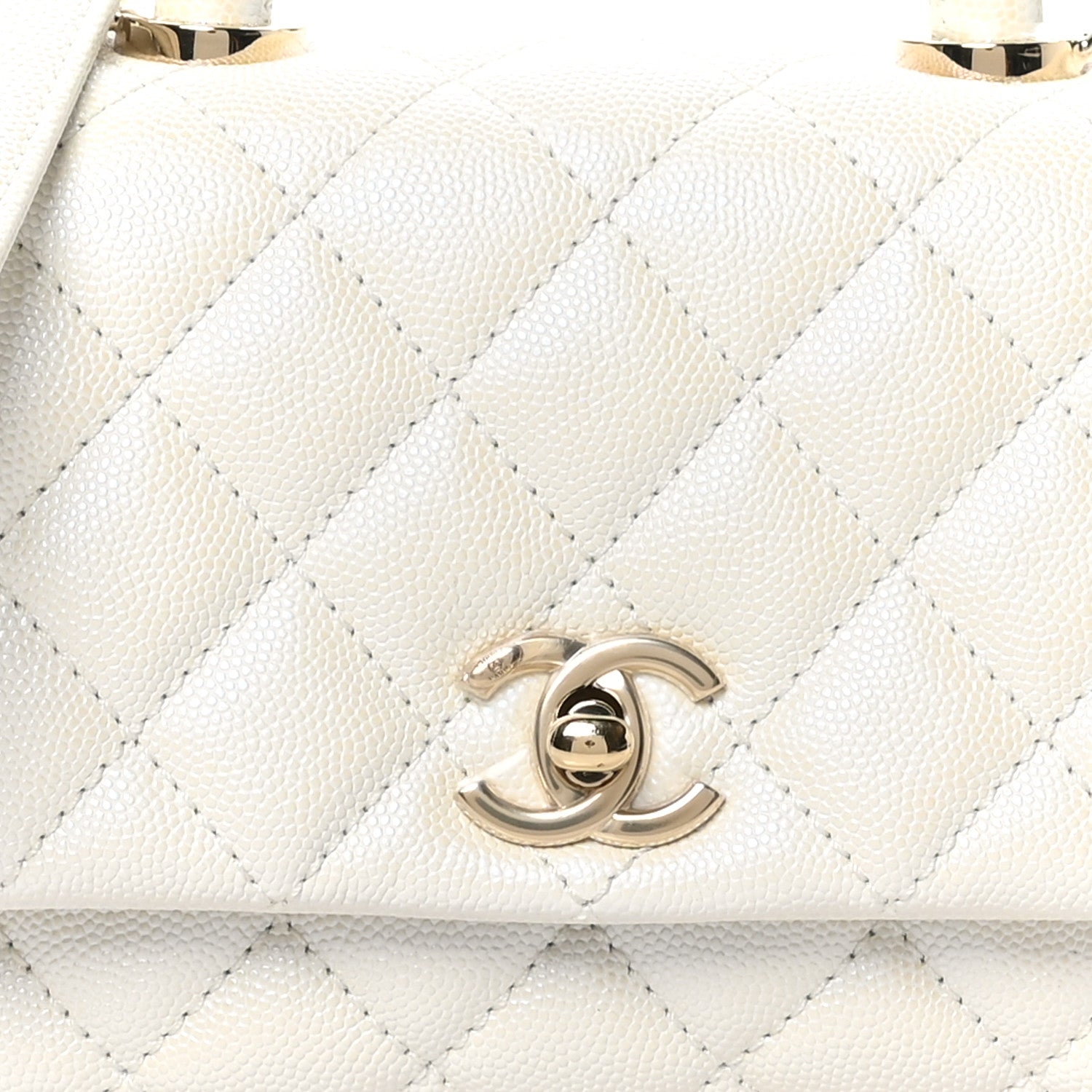 Chanel Iridescent Caviar Quilted Extra Mini Coco Handle Flap White 8 of 10